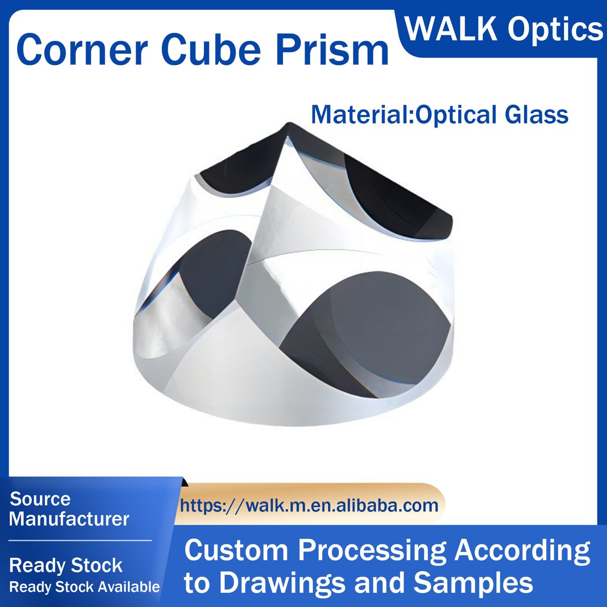 Custom Size K9 Corner-cube Optical Prism, AR Coated — image 1