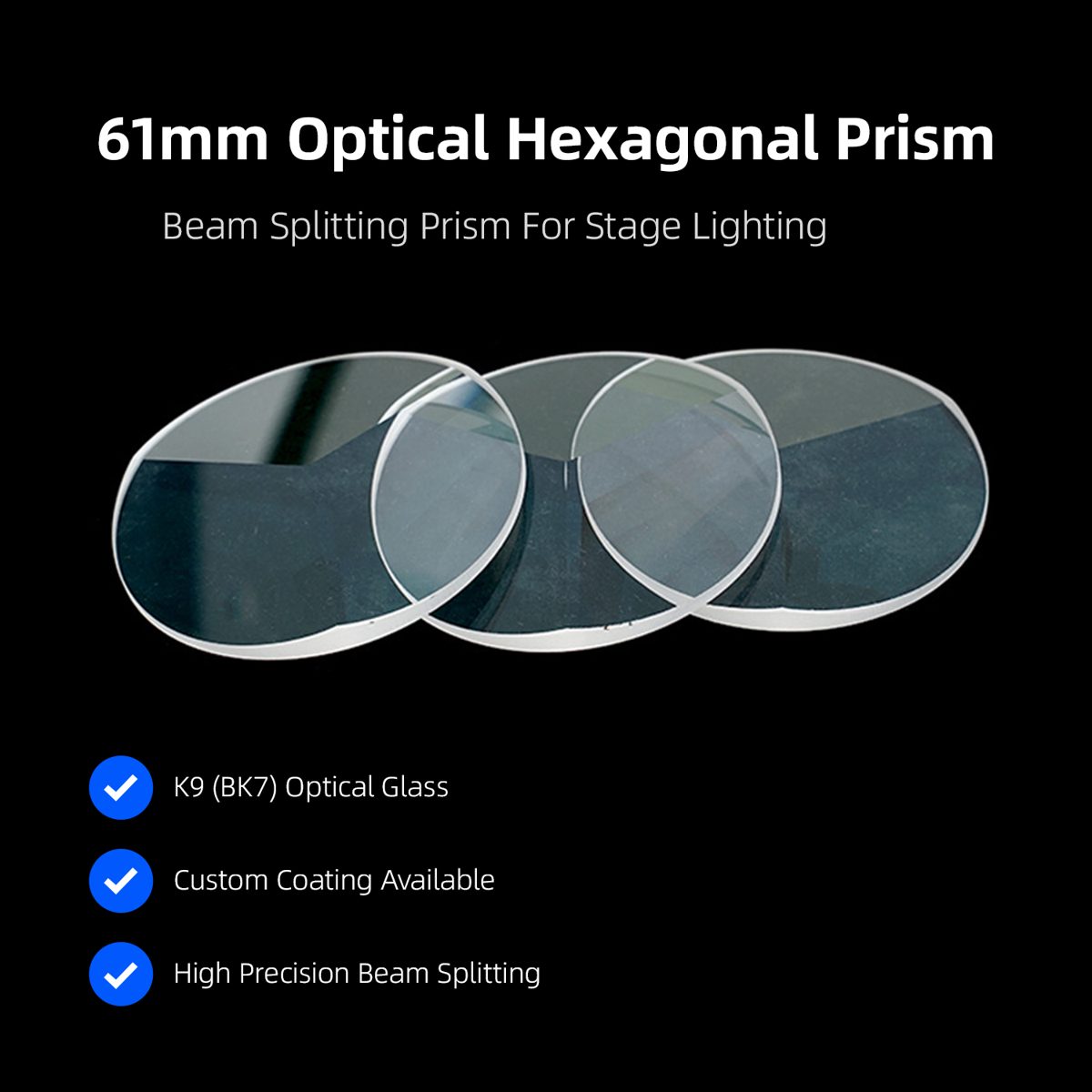 61 mm K9 Equilateral Optical Prism — image 1