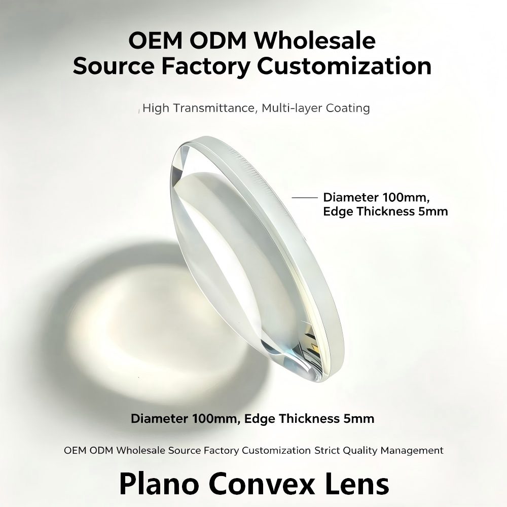 100 mm Optical Glass Plano-convex Lens, AR Coated — image 1